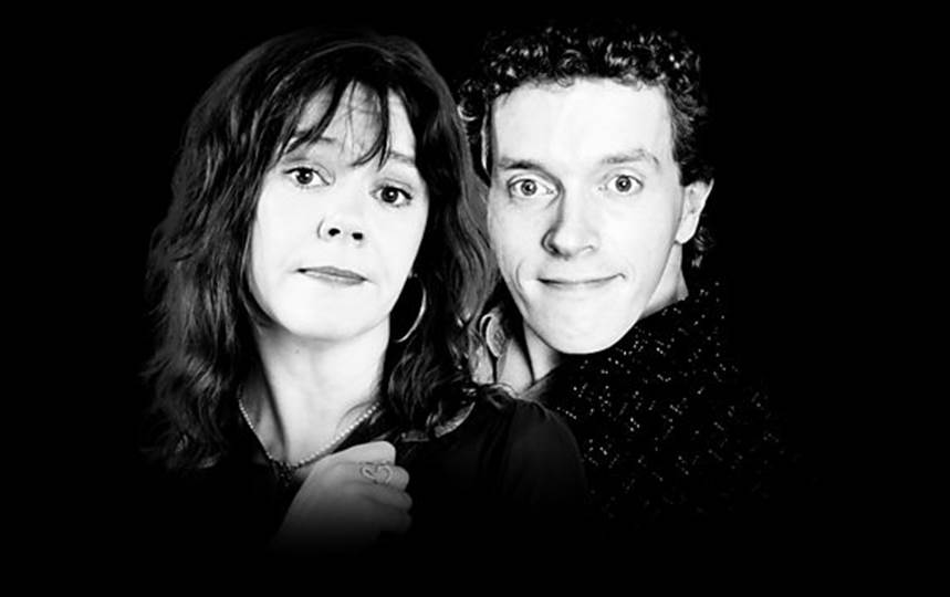 Studio portrait photo of Josie Lawrence and Jim Sweeney.