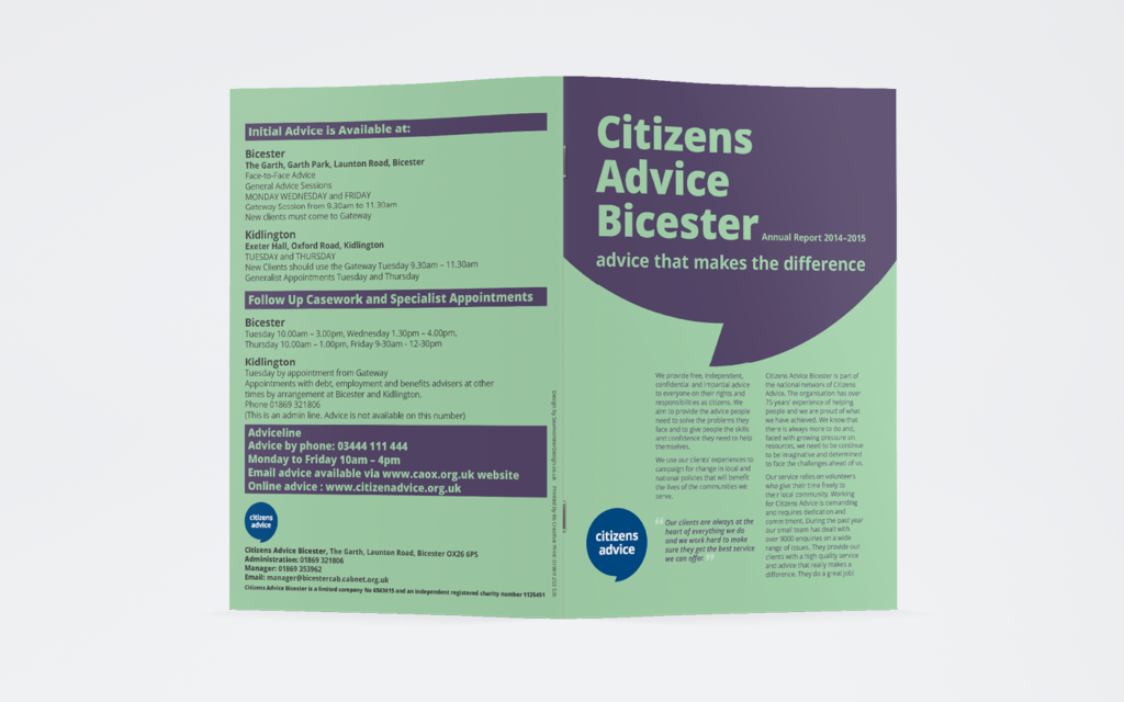 Citizen's Advice Brochure front and back cover.